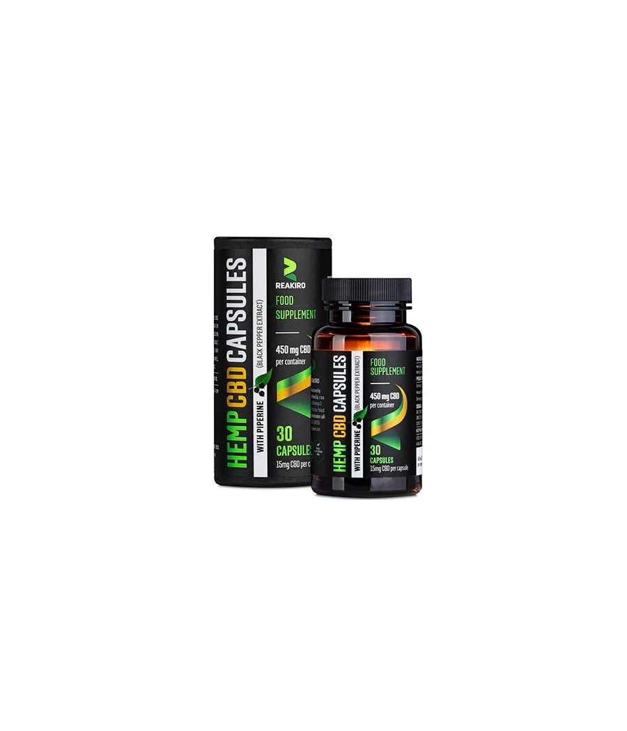 Reakiro 450mg CBD Full Spectrum Vegan Piperine Capsules - 30 Caps (BUY 1 GET 1 FREE)