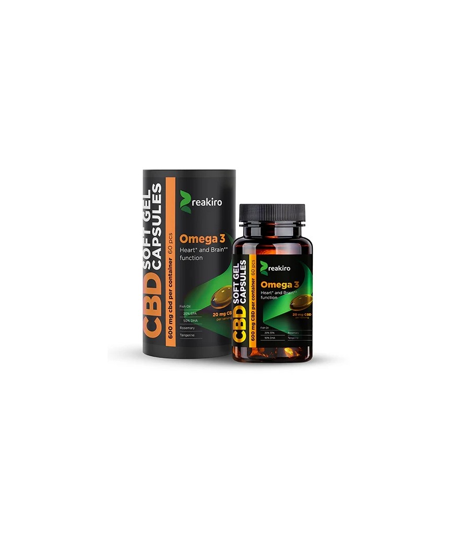 Reakiro 600mg CBD Full Spectrum Omega 3 Capsules - 60 Caps (BUY 1 GET 1 FREE)