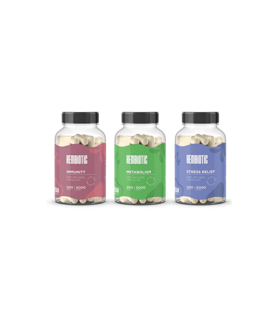 Hembiotic 5000mg Bulk Functional CBD Capsules - 200 Caps