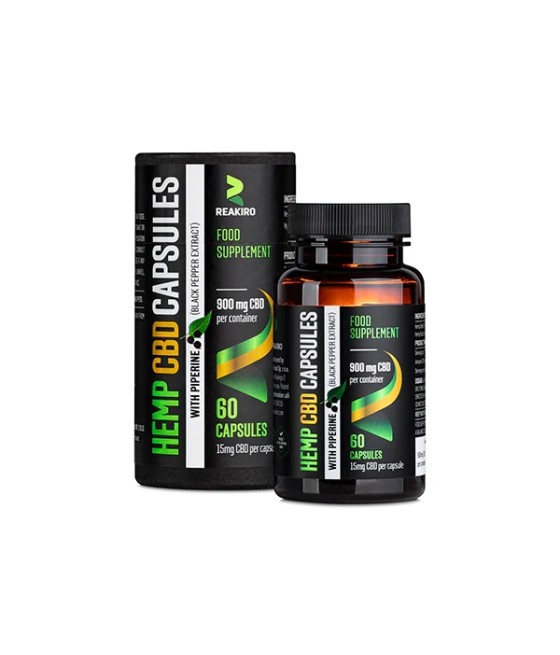 Reakiro 900mg CBD Full Spectrum Vegan Piperine Capsules - 60 Caps (BUY 1 GET 1 FREE)