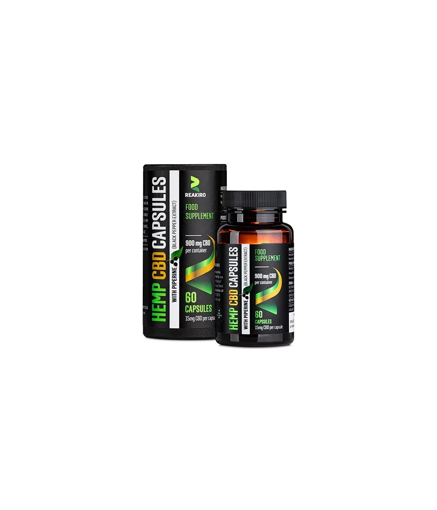 Reakiro 900mg CBD Full Spectrum Vegan Piperine Capsules - 60 Caps (BUY 1 GET 1 FREE)