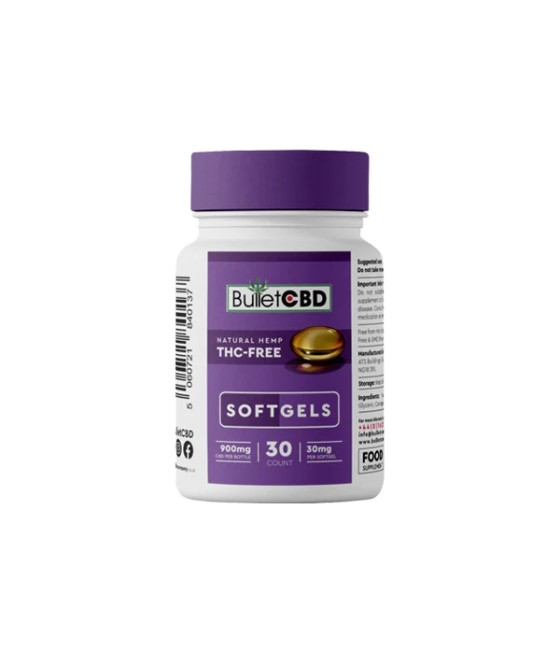 Bullet CBD 900mg Natural Hemp CBD Soft Gel Capsules - 30 Caps