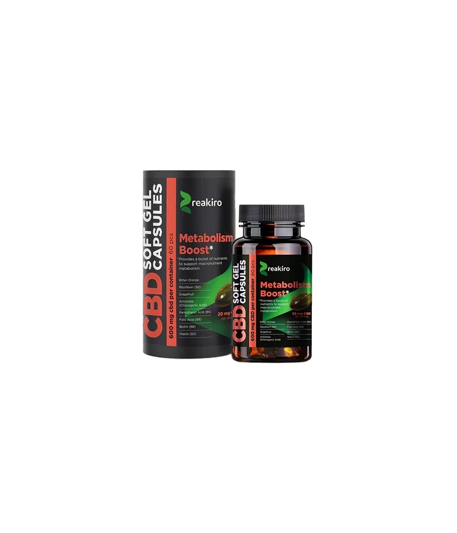 Reakiro CBD Metabolism Boost Soft Gel Capsules 600mg - 60 Caps (BUY 1 GET 1 FREE)