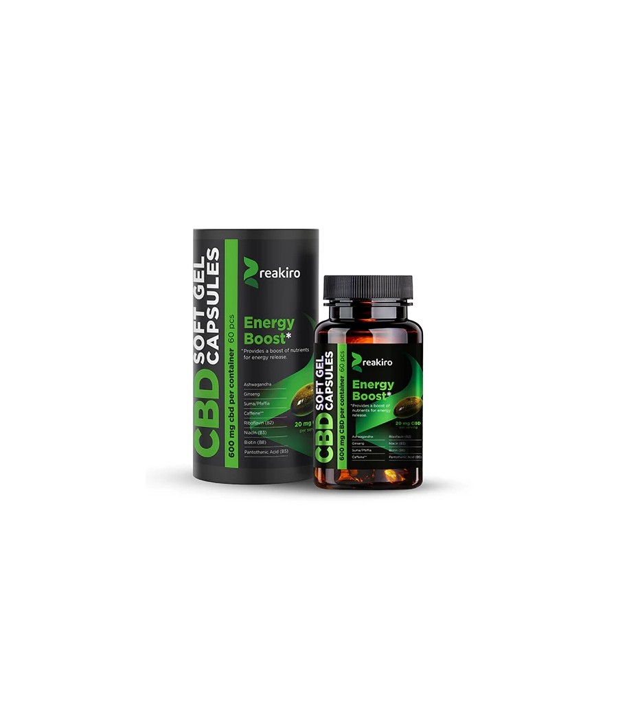 Reakiro 600mg CBD Full Spectrum Energy Boost Capsules - 60 Caps (BUY 1 GET 1 FREE)