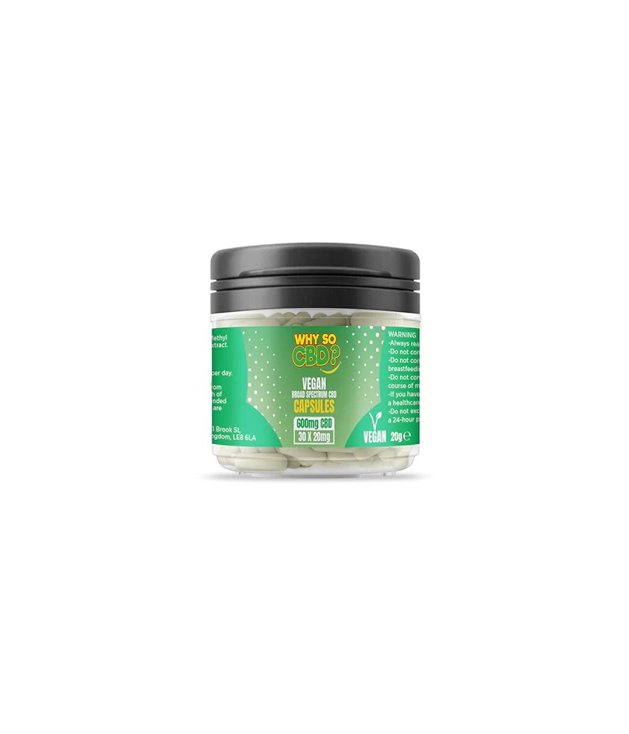 Why So CBD? 600mg Broad Spectrum CBD Vegan Capsules - 30 Caps Why So CBD? 600mg Broad Spectrum CBD Vegan Capsules - 30 Caps