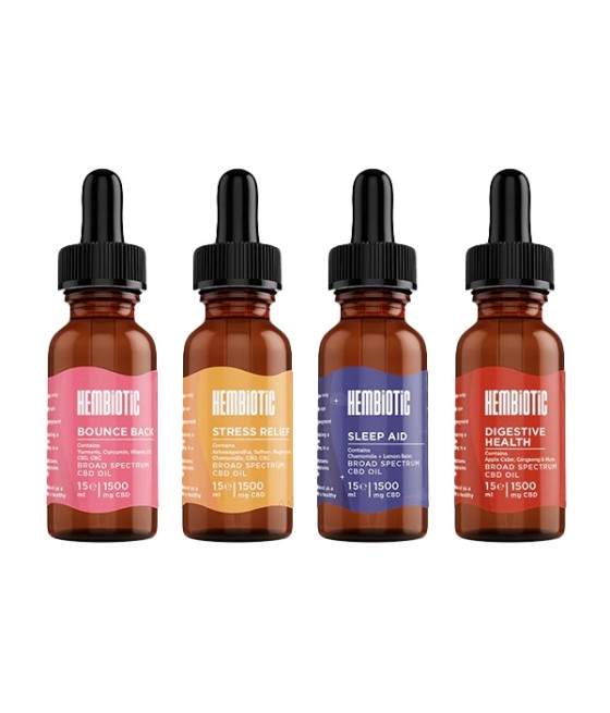 Hembiotic 1500mg Broad-Spectrum Functional CBD Oil - 15ml