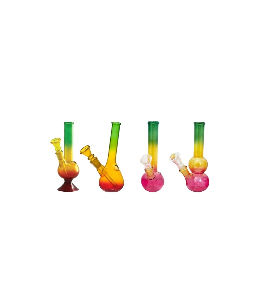 10 x 8" Rasta Colour Small Glass Bong - GB49