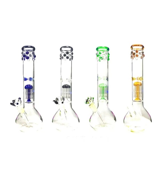 3 x 14" Leaf Print bubble Percolator Glass Bong - GWP-1199(GS0905)