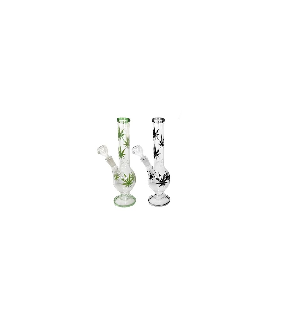 3 x 12" Leaf Design Glass Bong - GB45/GB46/GB47