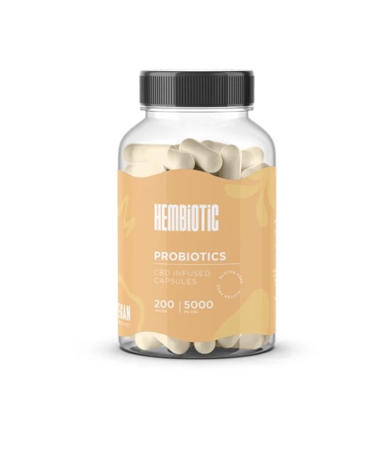 Hembiotic 5000mg Bulk Functional CBD Capsules - 200 Caps