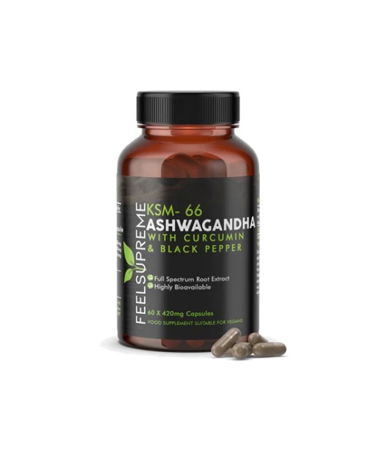 Feel Supreme 25200mg KSM66 Ashwagandha With Curcumin Capsules - 60 Caps