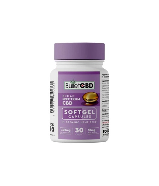 Bullet CBD 300mg Broad Spectrum CBD Soft Gel Capsules - 30 Caps
