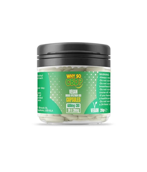 Why So CBD? 600mg Broad Spectrum CBD Vegan Capsules - 30 Caps