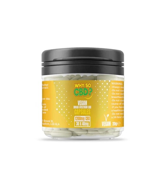 Why So CBD? 1200mg Broad Spectrum CBD Vegan Capsules - 30 Caps