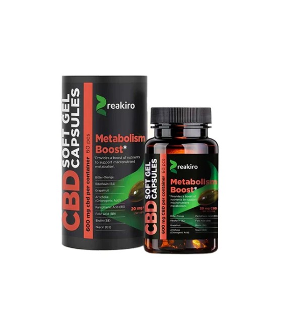 Reakiro CBD Metabolism Boost Soft Gel Capsules 600mg - 60 Caps (BUY 1 GET 1 FREE)
