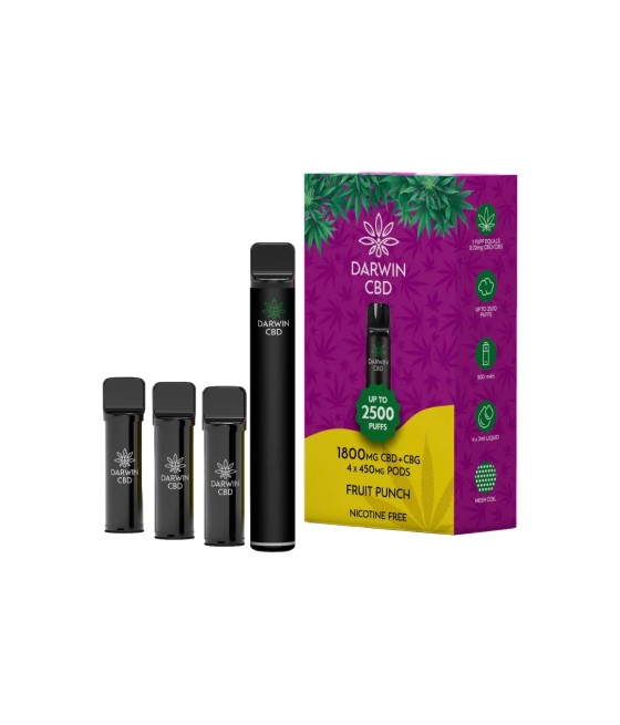 1800mg Darwin CBD + CBG 4 in 1 Pod Vape Kit 2500 Puffs