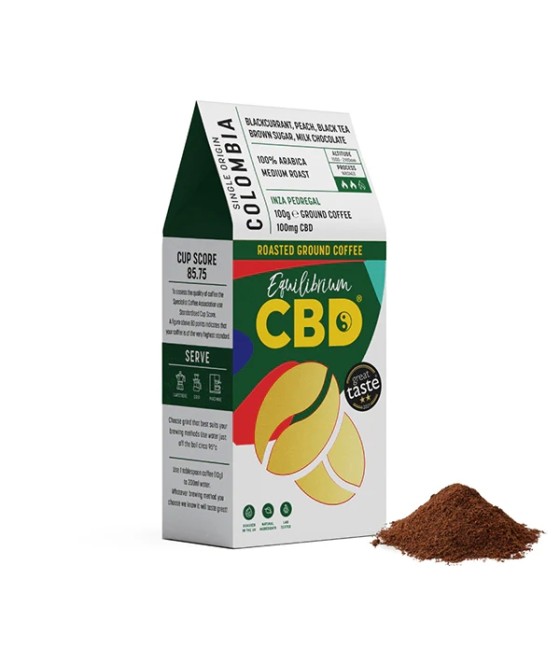 Equilibrium CBD 100mg Full Spectrum Ground Coffee Beans - 100g (Buy 1 Get 1 Free)