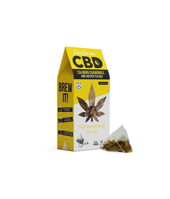 Equilibrium CBD 48mg Full Spectrum Chamomile Tea Bags  Box of 12 (Buy 1 Get 1 Free)