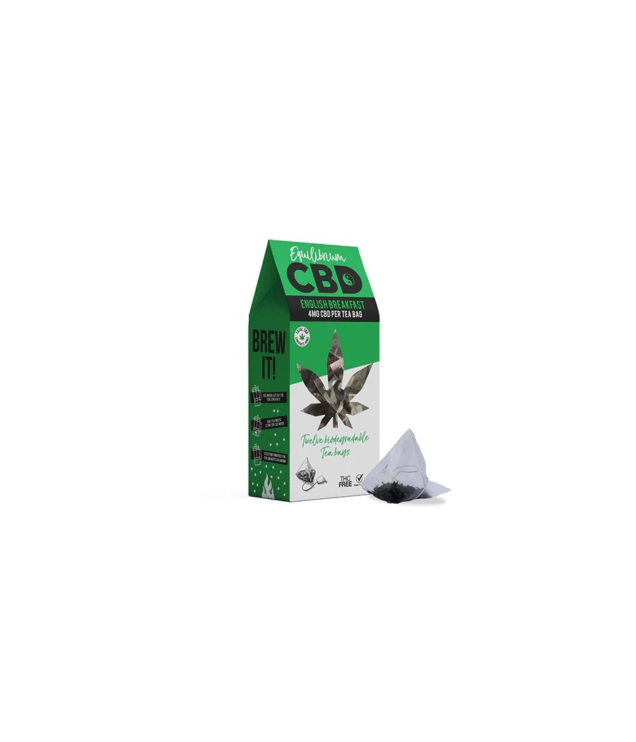 Equilibrium CBD 48mg Full Spectrum English Breakfast Tea Bags Box of 12 (Buy 1 Get 1 Free)