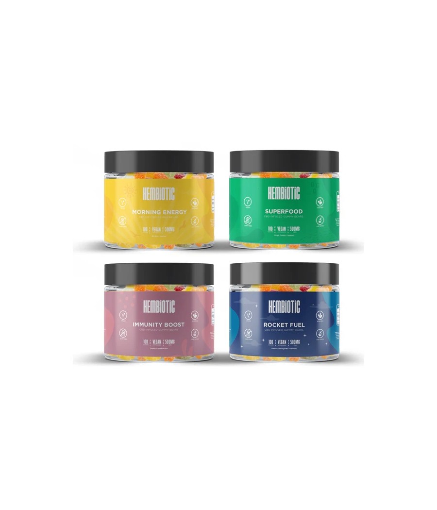 Hembiotic 500mg Functional CBD Gummy Bears - 100g