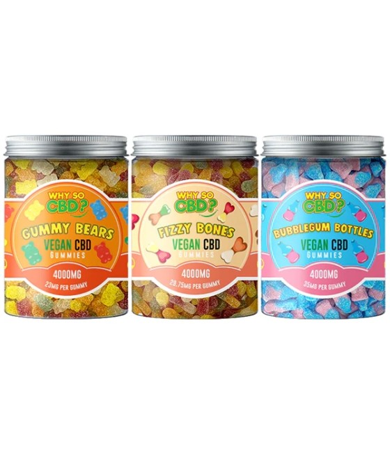 Why So CBD? 4000mg Broad Spectrum CBD Large Vegan Gummies - 11 Flavours