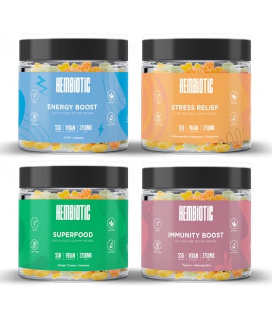 Hembiotic 2750mg Bulk Functional CBD Gummy Bears - 550g