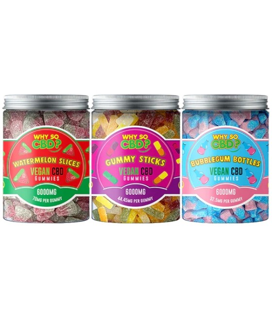 Why So CBD? 6000mg Broad Spectrum CBD Large Vegan Gummies - 11 Flavours