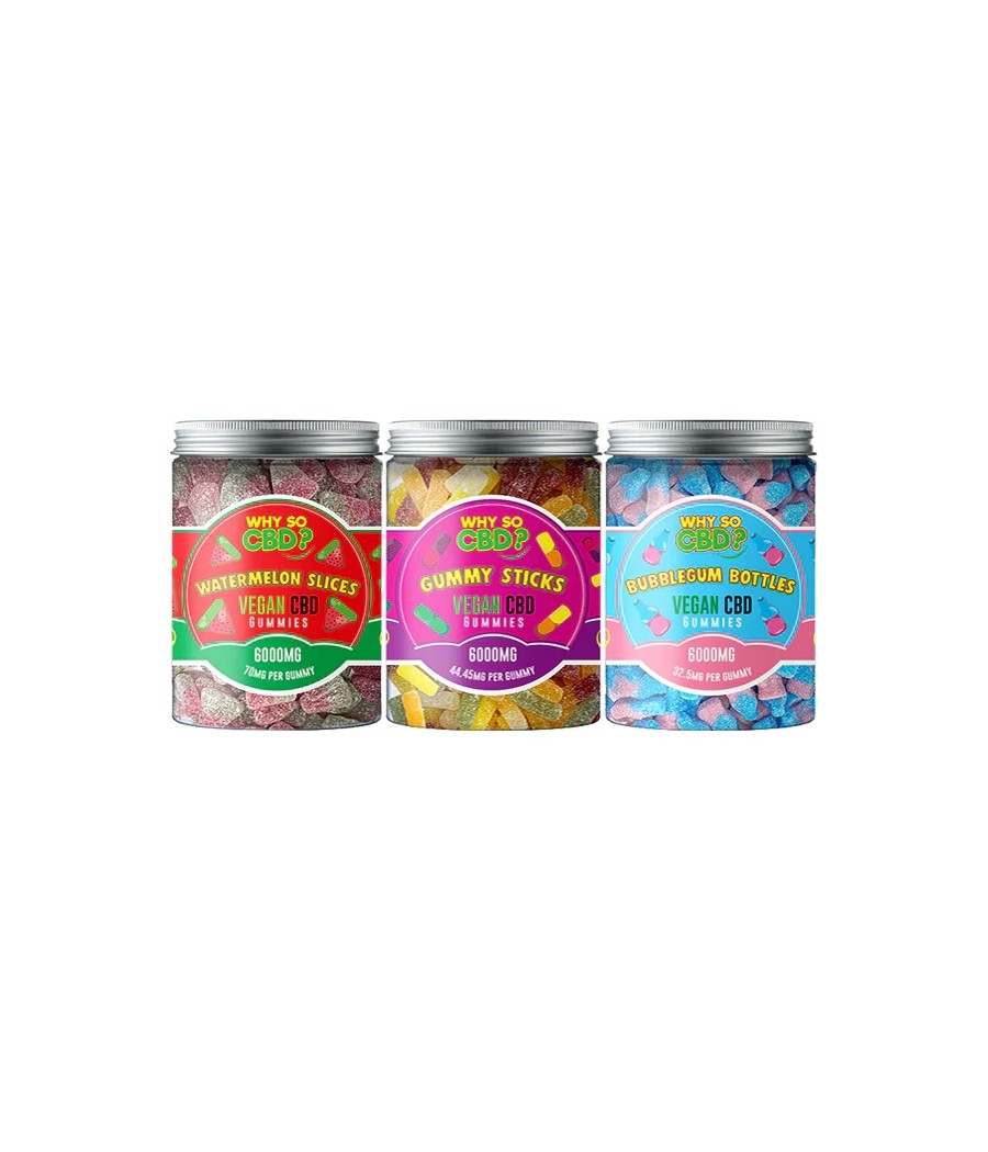 Why So CBD? 6000mg Broad Spectrum CBD Large Vegan Gummies - 11 Flavours