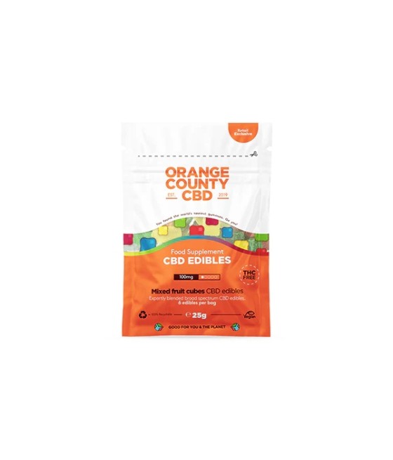 Orange County CBD 100mg Mini CBD Gummy Cubes - 6 Pieces