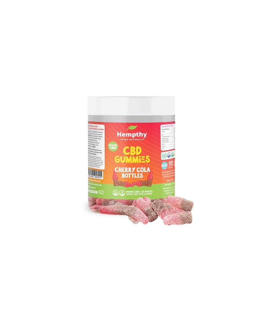 Hempthy 900mg CBD Cherry Cola Bottles - 30 Pieces