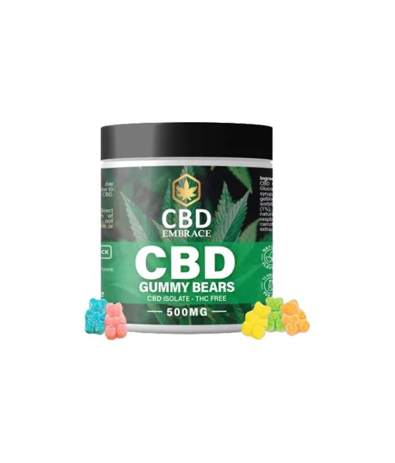 CBD Embrace 500mg CBD Isolate Gummy Bears - 40 Pieces