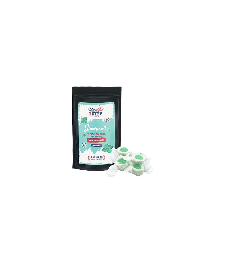 1 Step CBD 100mg Full Spectrum CBD Spearmint Taffy Grab Bag - 60g