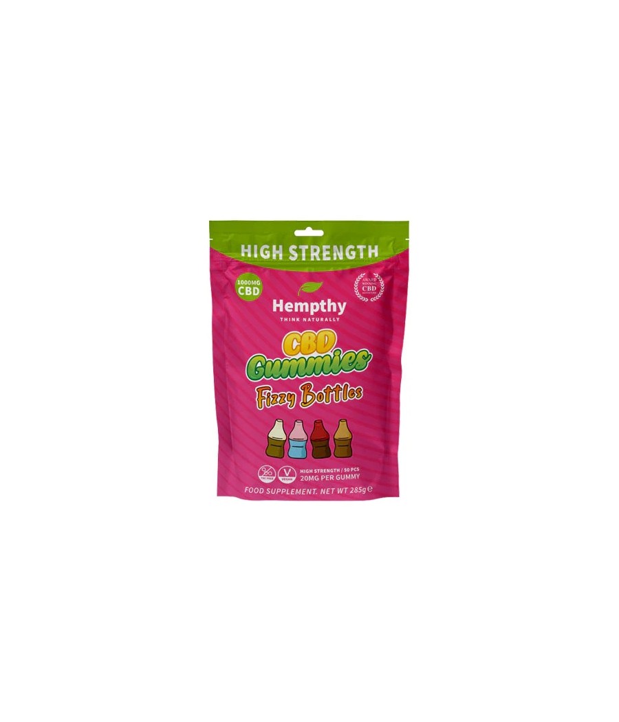 Hempthy 1000mg CBD Fizzy Bottles Gummies - 50 Pieces