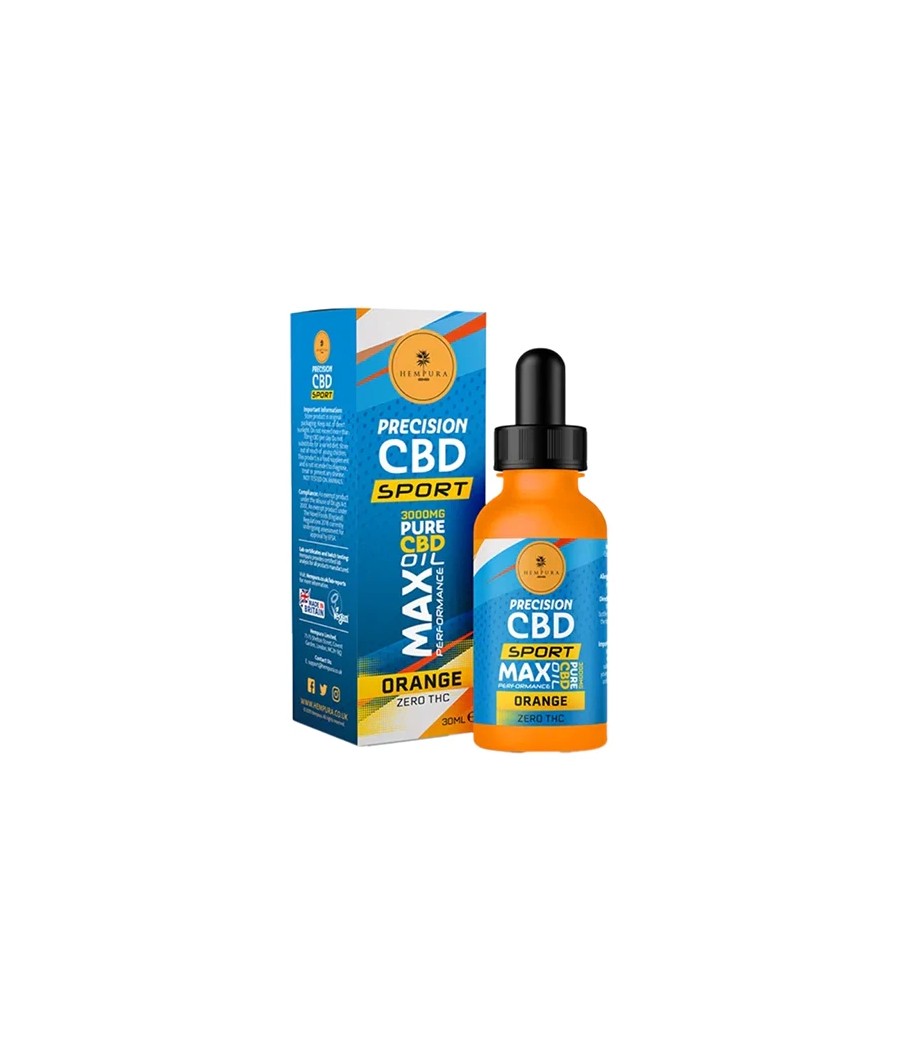 Hempura 3000mg Precision Sport CBD Broad Spectrum Oil Orange Flavoured - 30ml