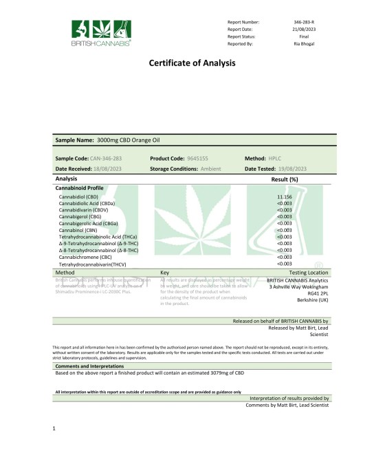 Hempura 3000mg Precision Sport CBD Broad Spectrum Oil Orange Flavoured - 30ml