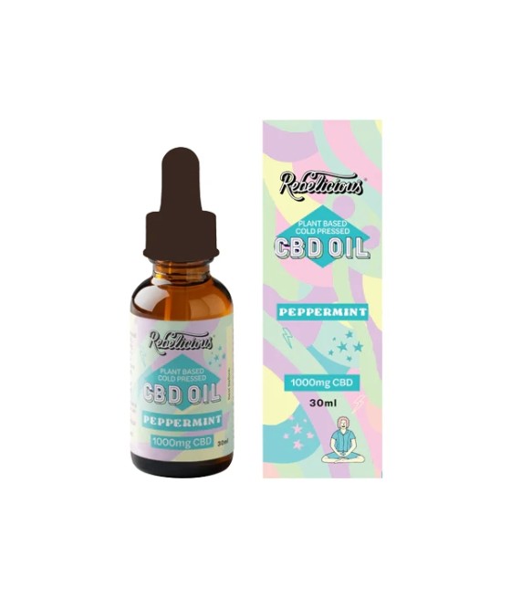 Rebelicious 1000mg Peppermint Plant Based Cold Pressed CBD Oil - 30ml