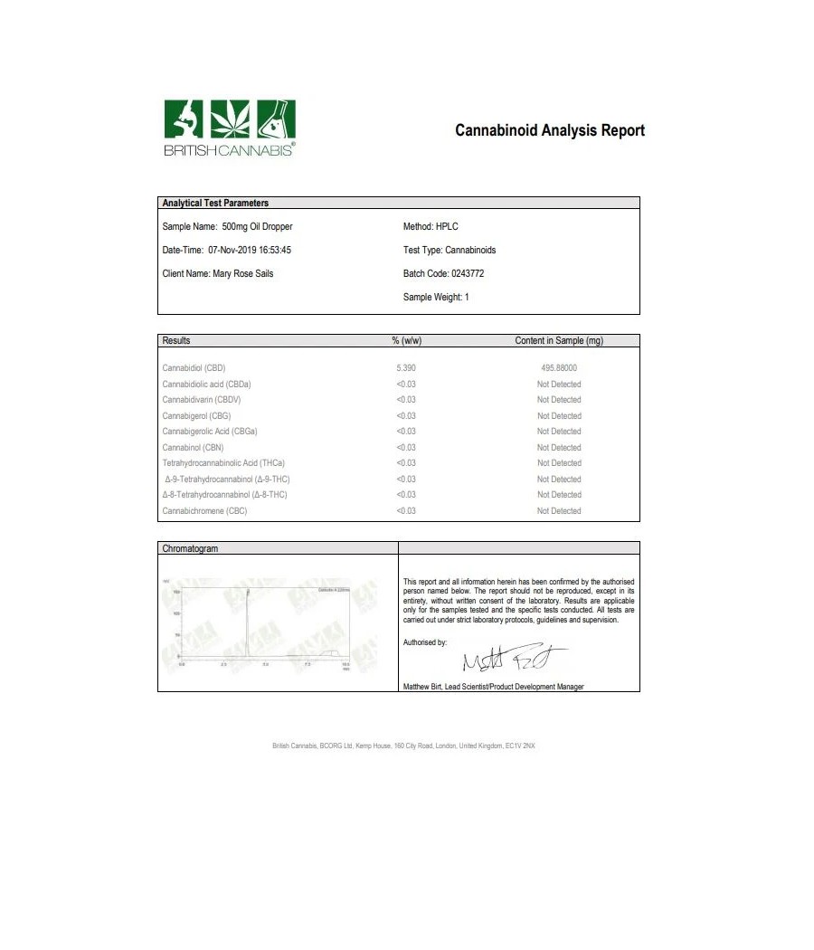 CBD by British Cannabis 500mg CBD Cannabis Oil Drops 10ml