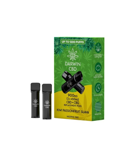 900mg Darwin CBD Prefilled Replacement Pods 1200 Puffs - 2 Pcs