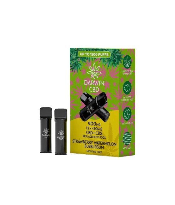 900mg Darwin CBD Prefilled Replacement Pods 1200 Puffs - 2 Pcs