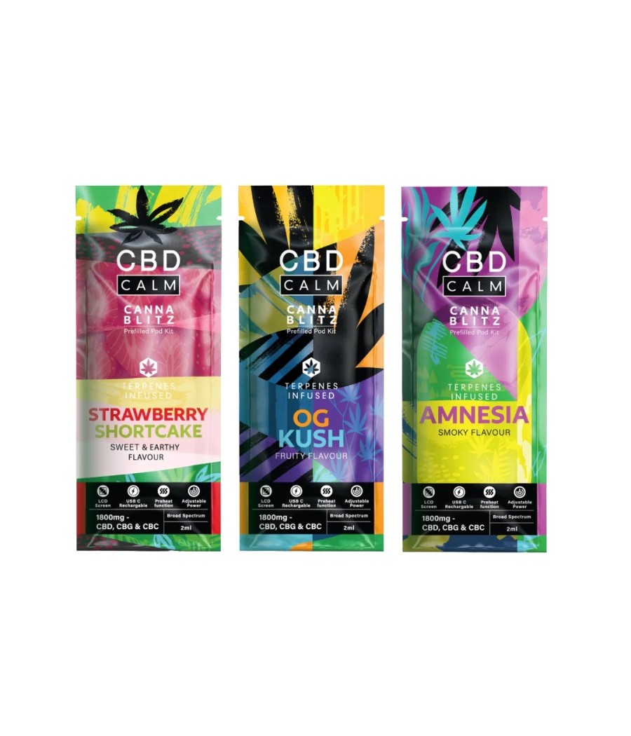CBD Calm CANNABLITZ 1800mg CBD + CBG + CBC Prefilled Pod Vape Kit