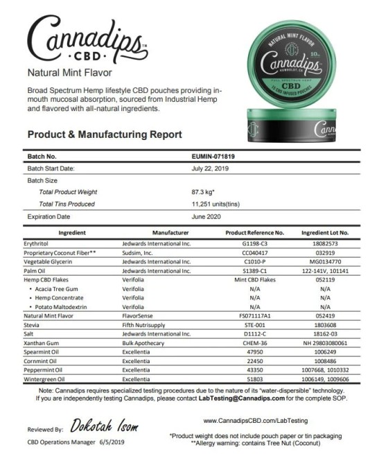 Cannadips 150mg CBD Snus Pouches - Natural Mint