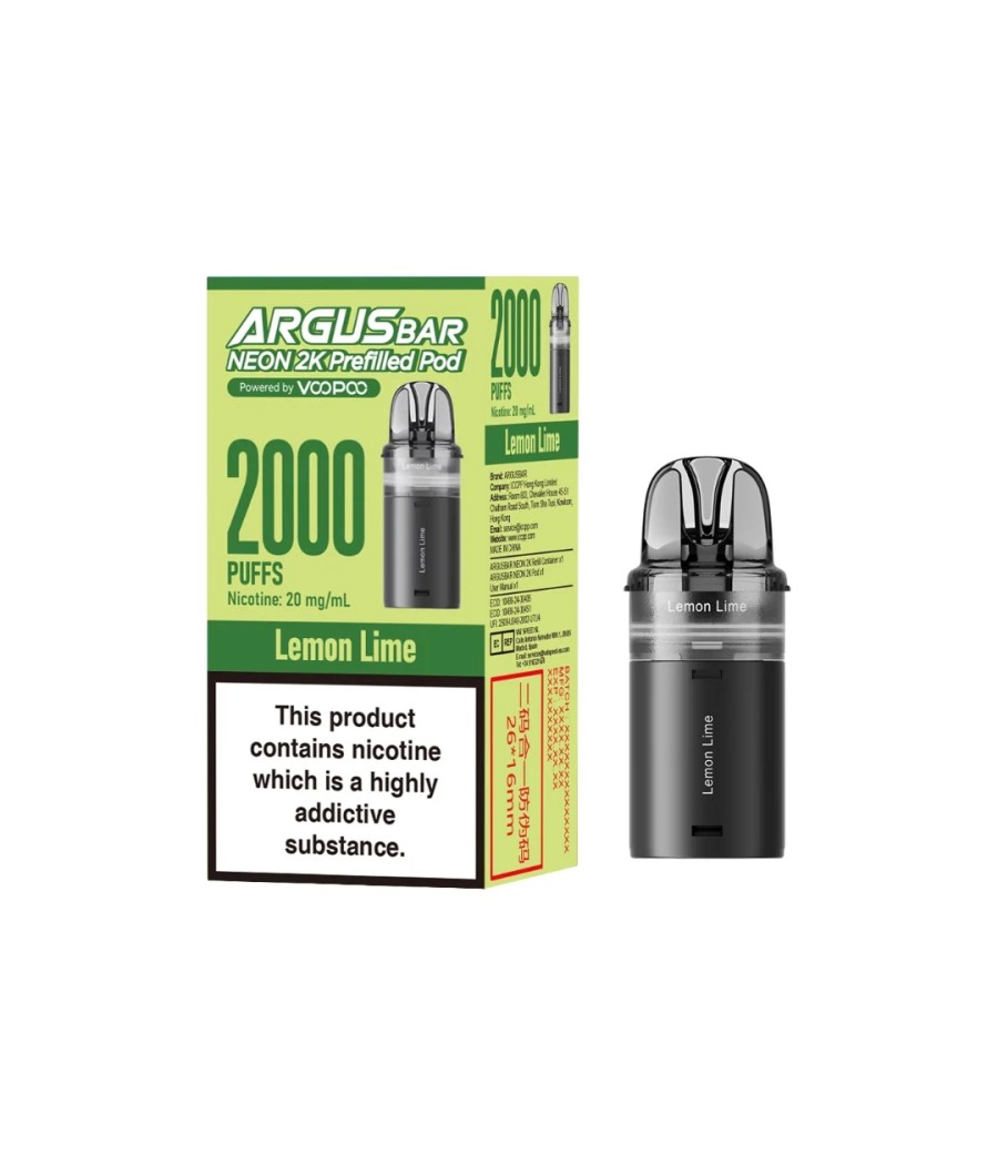 20mg Voopoo Argus Bar Neon 2K Prefilled Pods