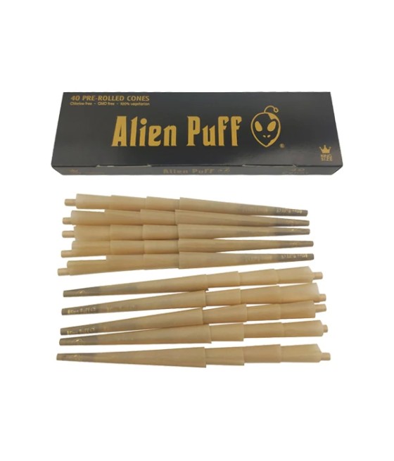 40 Alien Puff Black Gold King Size Pre Rolled 109mm Cones ( HP162 )