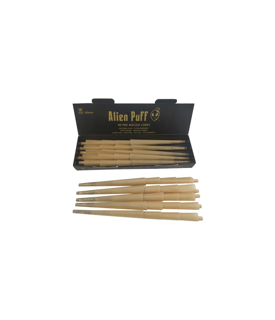 40 Alien Puff Black Gold King Size Pre Rolled 109mm Cones ( HP162 )