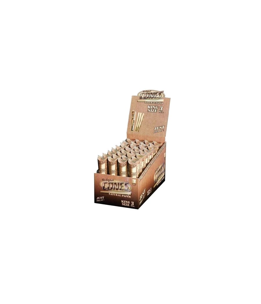 3 x 32 Mountain High King Size Pre-Rolled Cones Natural - Display Pack