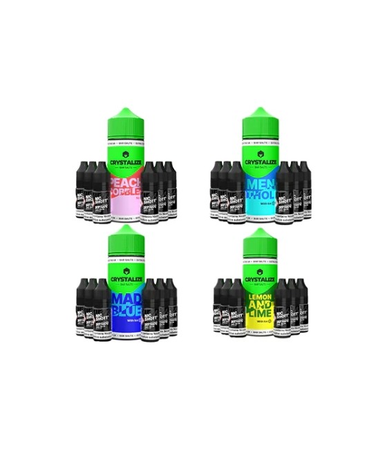0mg Crystalize Bar Salts 120ml Longfill (50VG/50PG) + 6x Free 20mg Nicotine Shots 10ml