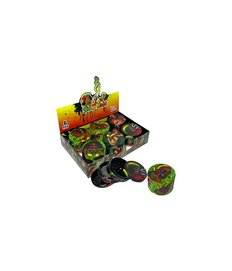 4 Parts Smoke Island Metal Tobacco Grinder (Various Designs) - PH6918