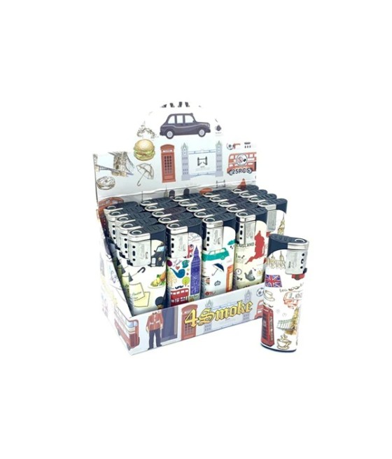 25 x 4Smoke Wind-Proof Printed Lighters - 218WE