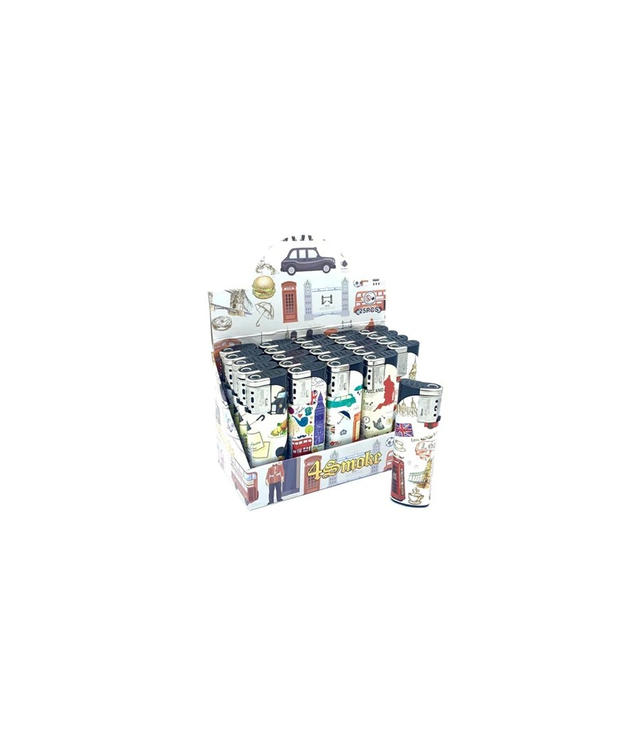 25 x 4Smoke Wind-Proof Printed Lighters - 218WE