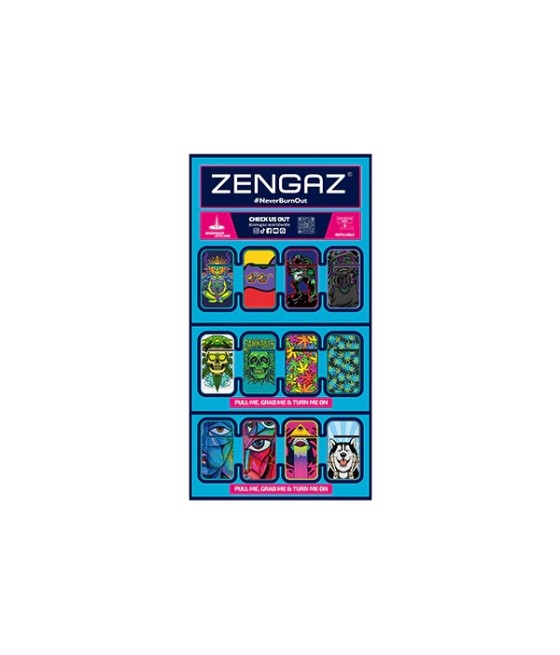 Zengaz Cube ZL-13 Wing Jet (UK-S3) - Jet Flame Lighters Bundle + 48 Lighters with Cube display stand